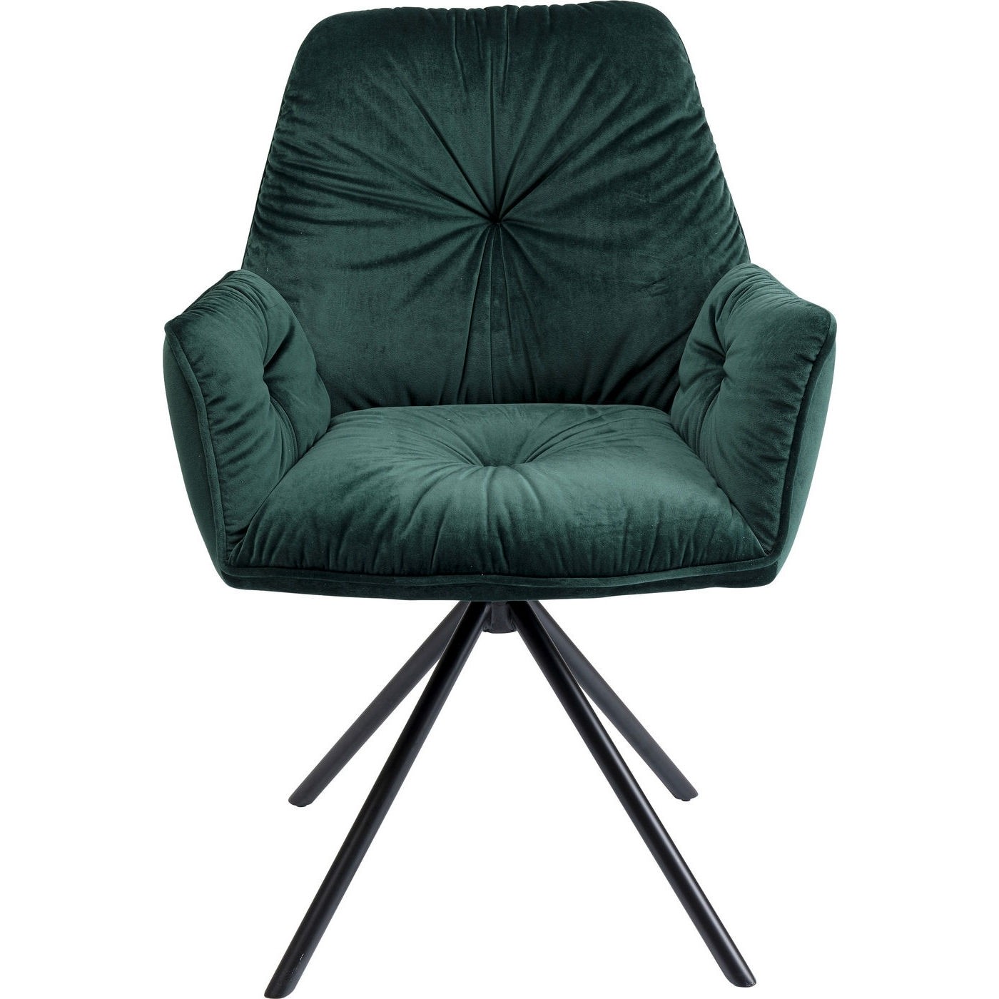 KARE DESIGN Mila spisebordsstol - grøn polyester og stål, m. armlæn Billede af KARE DESIGN Mila spisebordsstol - grøn polyester og stål, m. armlæn