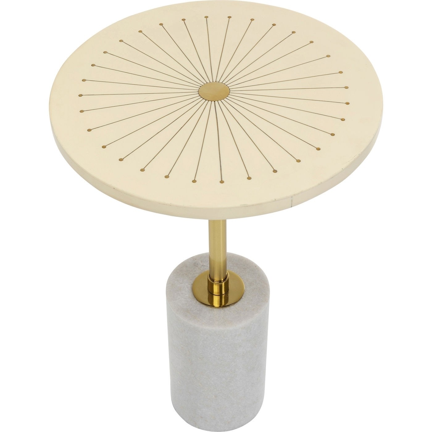 Kare Design Kare Design Rundt Sunbeam Sidebord - Lakeret Mdfplade, Marmor Og Guld Stål (Ø 40) Dagligstue