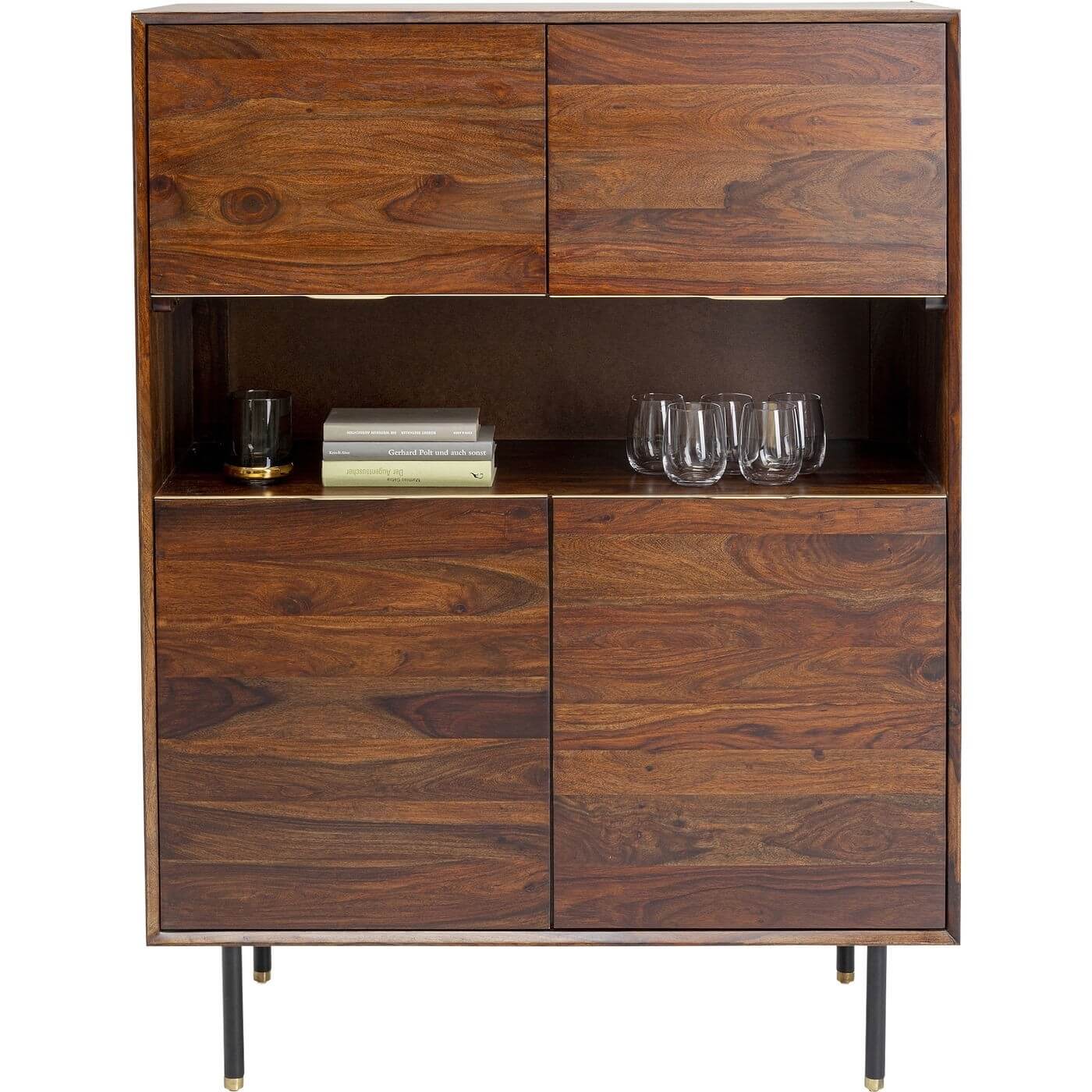 Kare Design Kare Design Ravello Barskab, M. 4 Låger, 5 Hylder, Flaskeholder Og Glasholder - Massivt Sheesham Træ Dagligstue