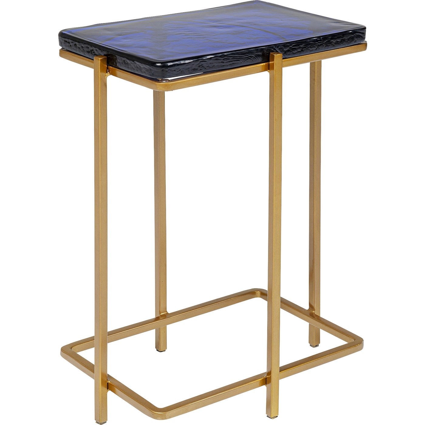 Kare Design Kare Design Lagoon Rektangulært Sidebord - Blåt Glas Og Guldfarvet Stål (36, 5X24, 5) Dagligstue