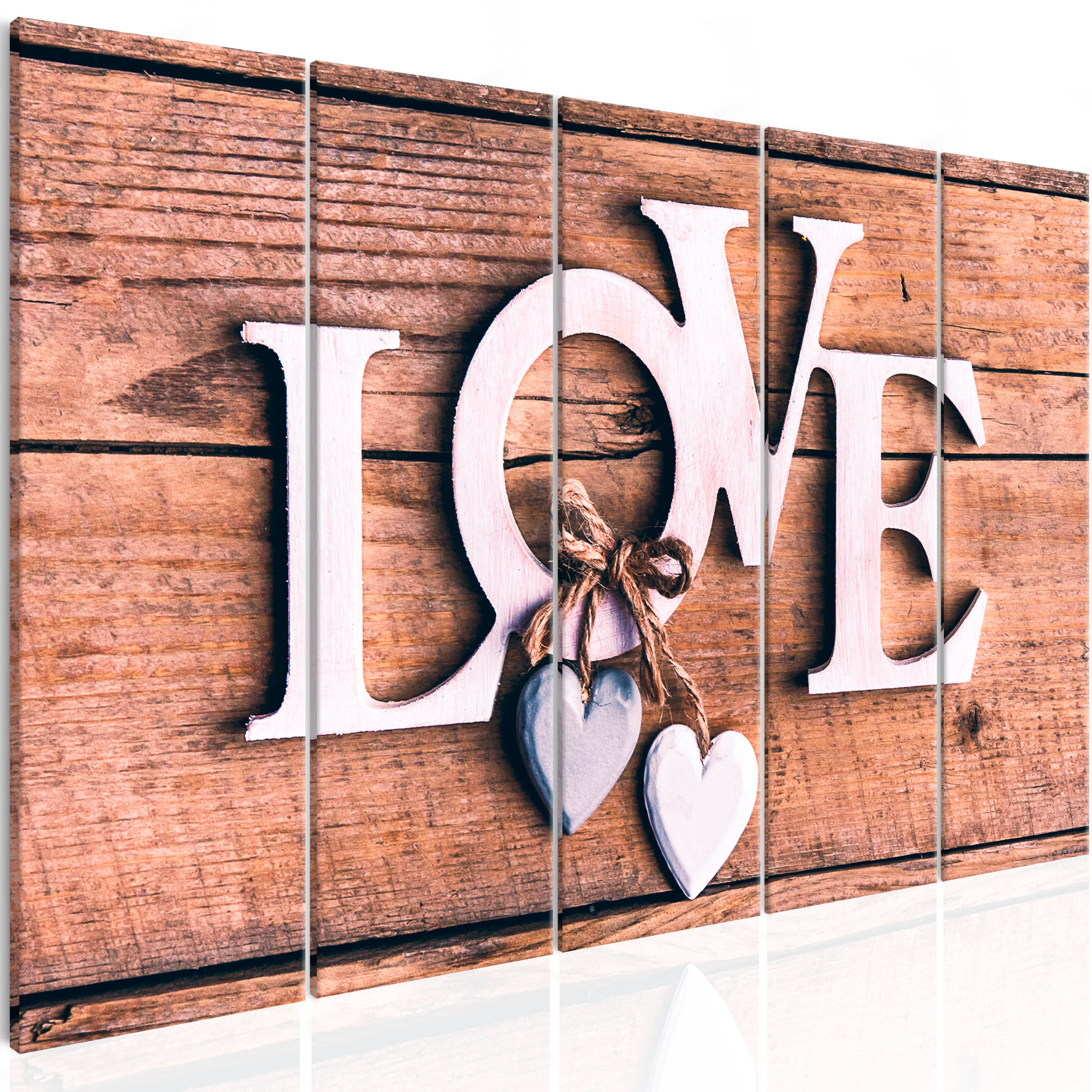 Artgeist Billede, 5-Delt - Wooden Letters Narrow - Flere Størrelser 225X90