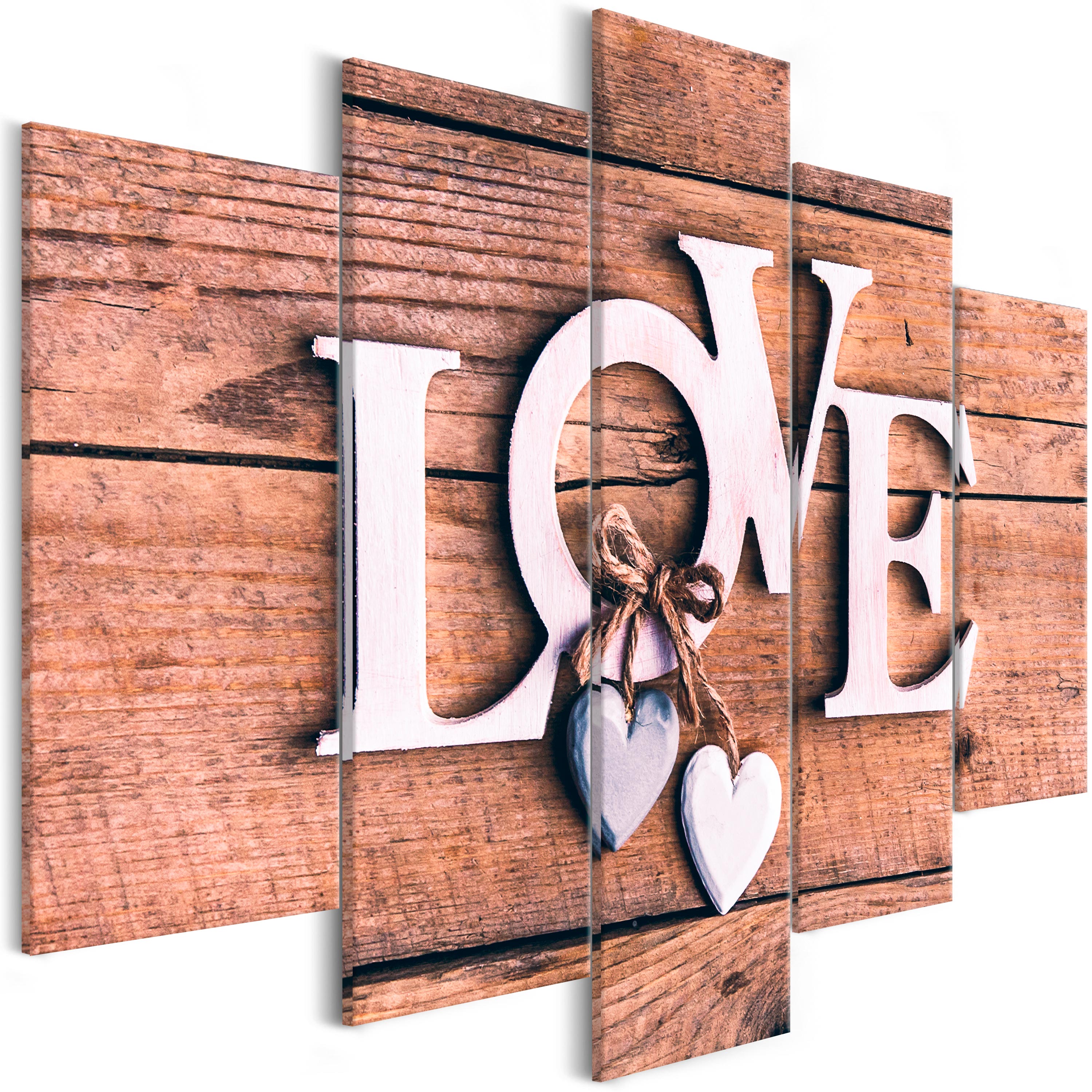 Artgeist Artgeist Billede, 5-Delt - Wooden Letters Wide - Flere Størrelser 100X50 Boligtilbehør