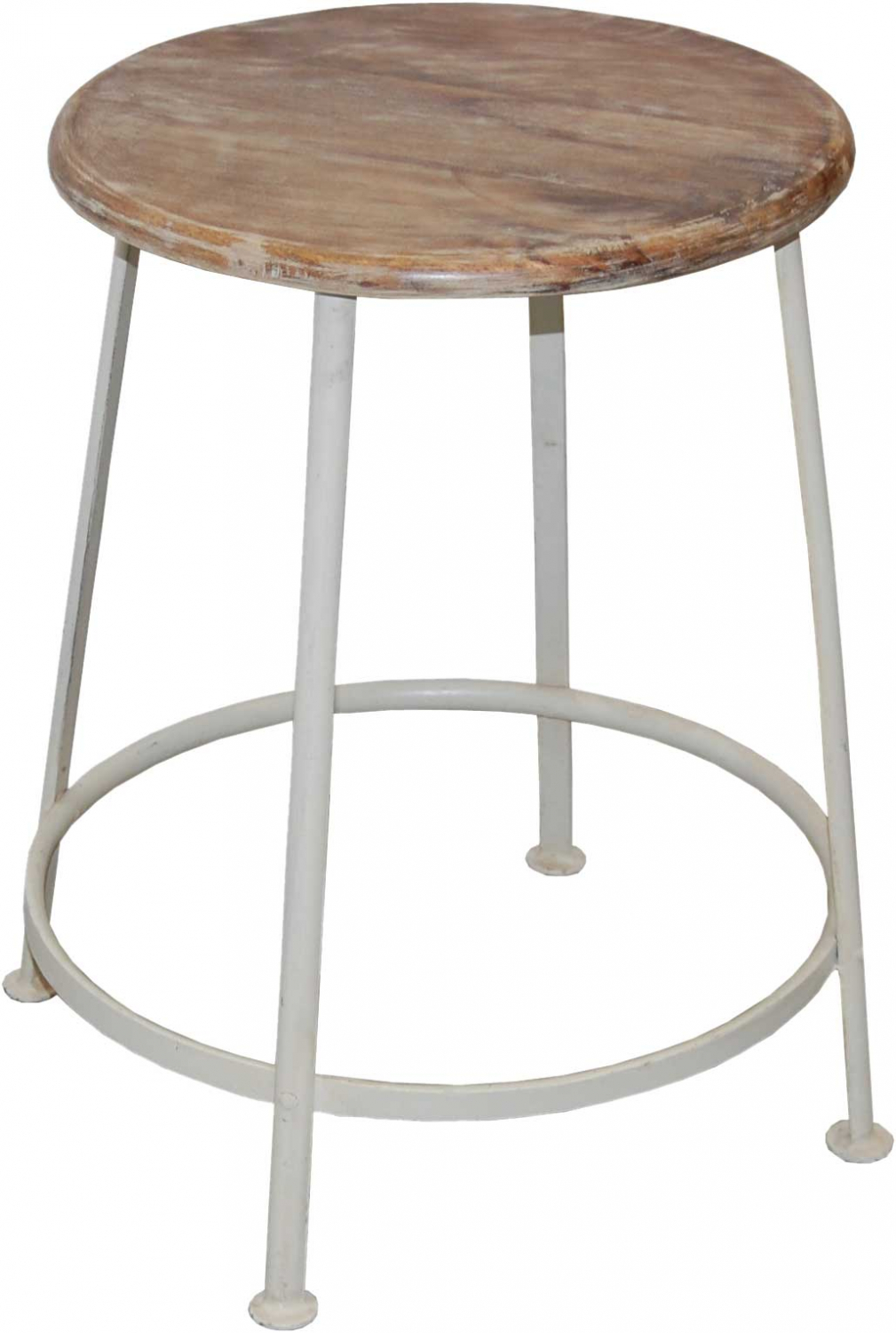 Trademark Living Skammel - Antikhvidt Jern M. Lyst Træsæde (Ø 38)