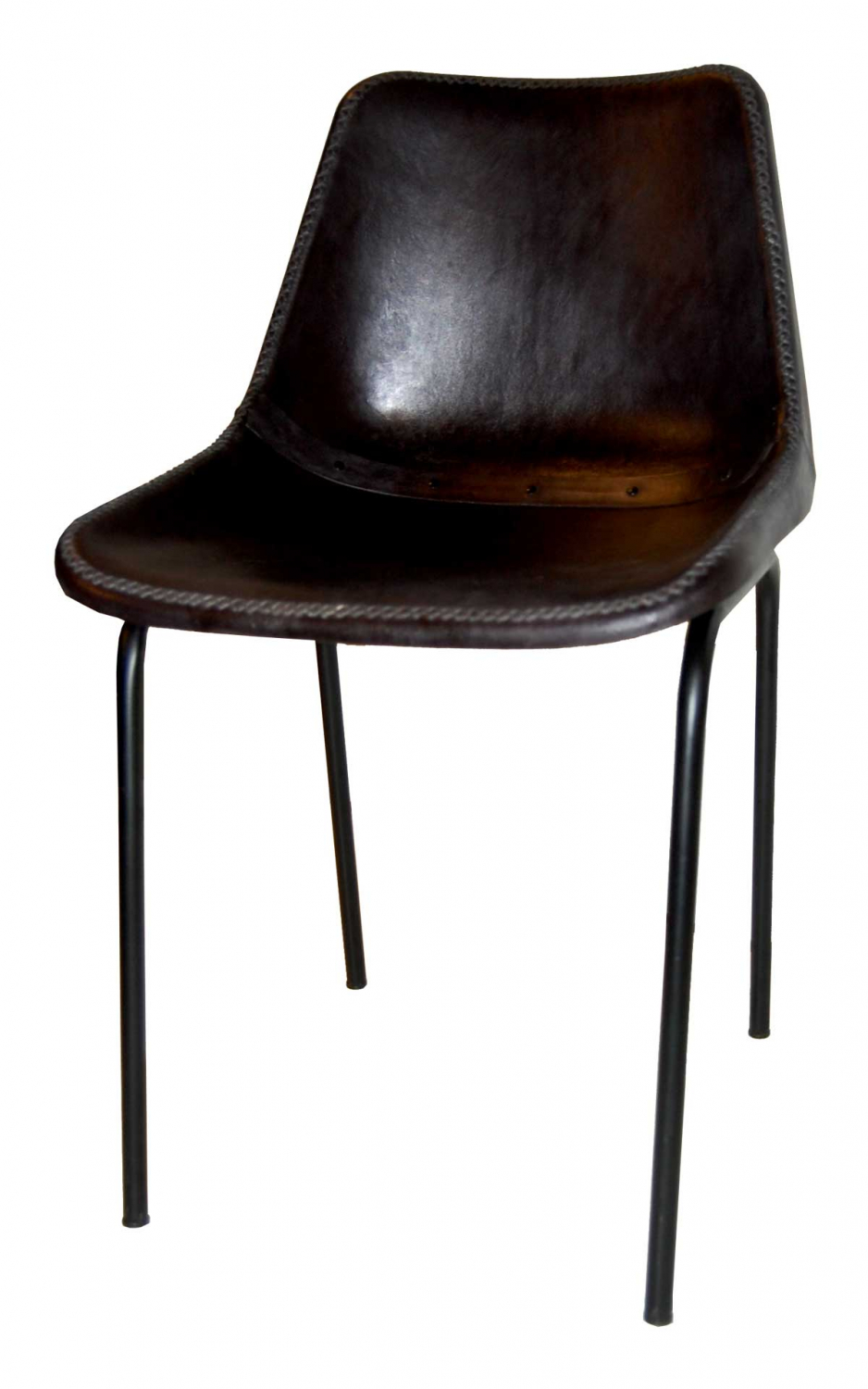 Trademark Living Trademark Living Spisebordsstol - Ægte Sort Læder M. Patina Og Sort Jern Spisestue