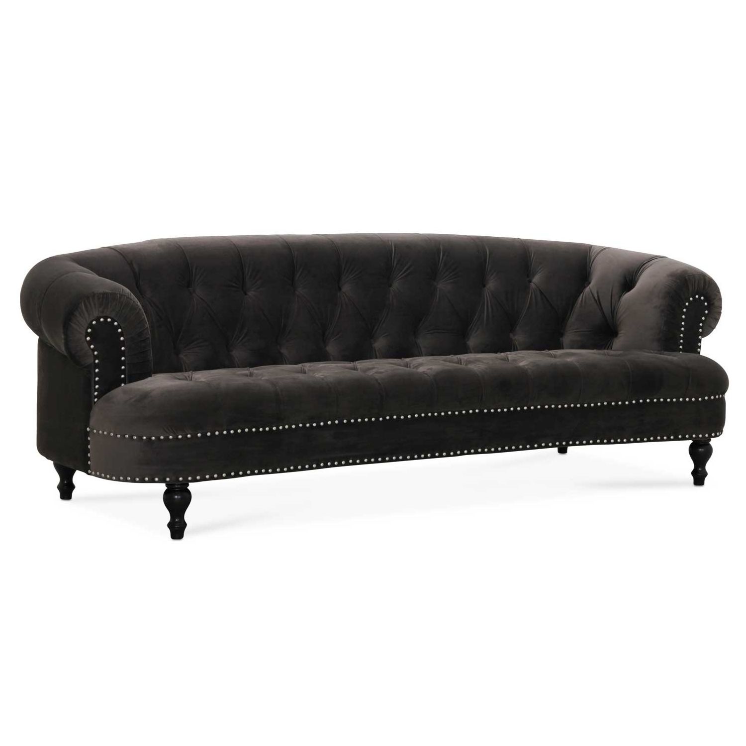 Haga Oxford Sofa - Grafitgrå Fløjl Stof, 3 Pers.