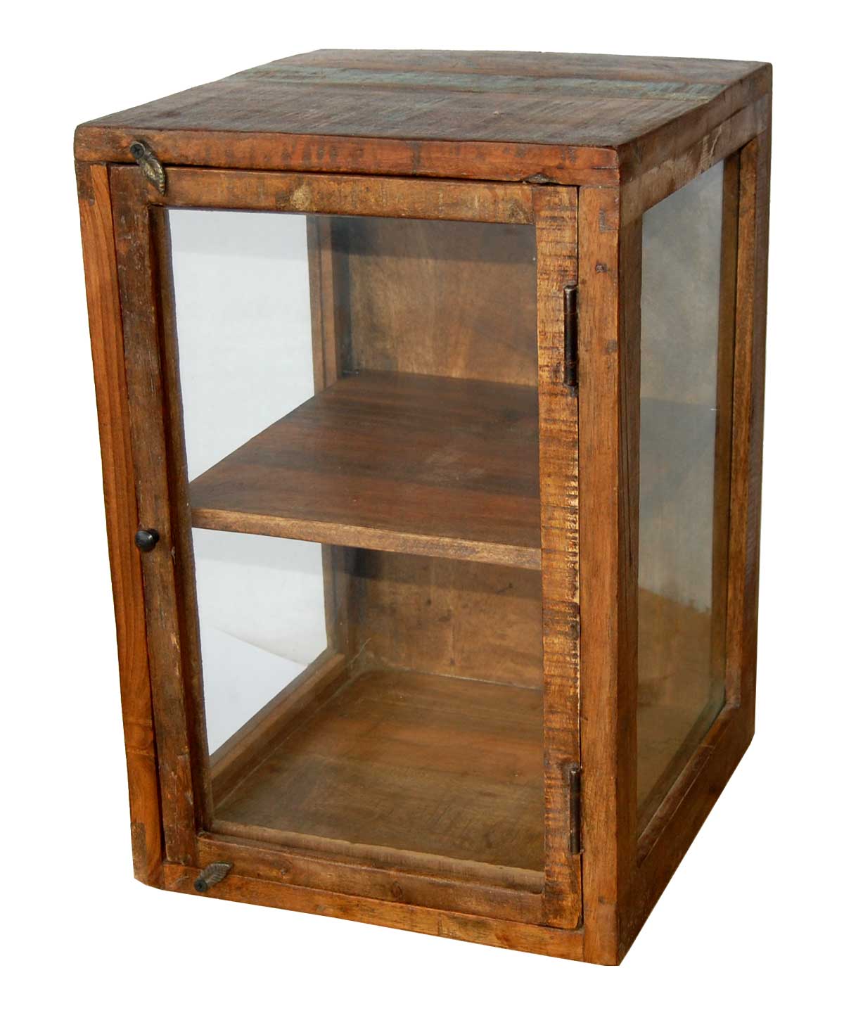 Trademark Living Glasmontre - Genbrugstræ Og Glas, M. Glaslåge Og 2 Hylder Boligtilbehør